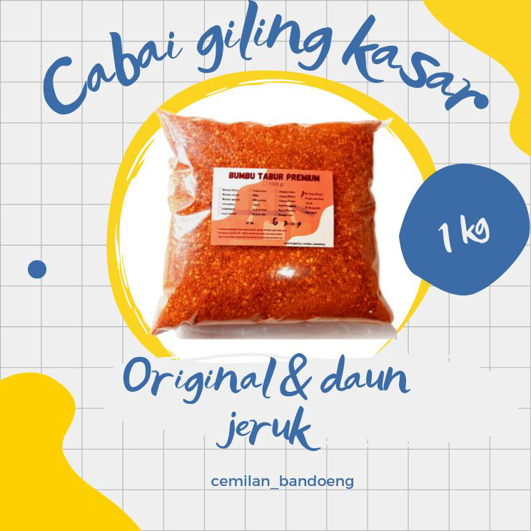 

Ready Bubuk Cabai Kasar hot jeletot Original dan aroma daun jeruk 1 kg Harga Termurah