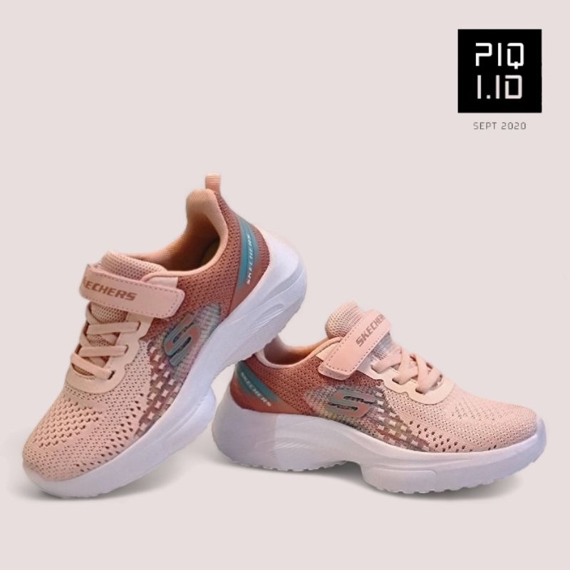 Sepatu Anak Perempuan Skechers Soft Pink Peach Tali Perekat Velcro Premium