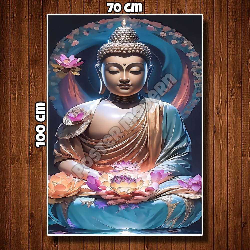Walldecor Poster Buddha Art Ukuran Xtra Besar Code32 / Hiasan Dinding Tempel Tembok / Hiasan Dinding