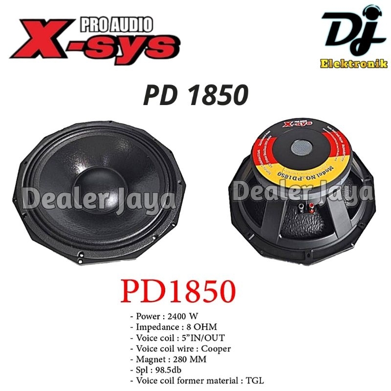 Speaker Komponen Xsys / X-sys PD 1850 / PD1850 - 18 inch