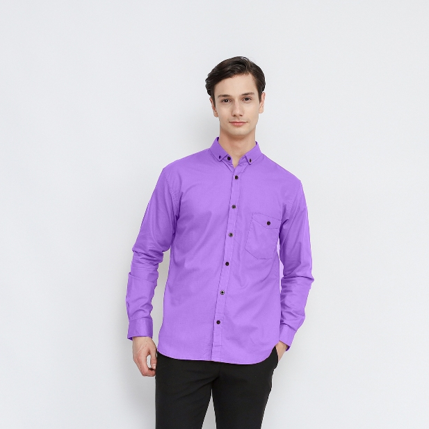 Kemeja Polos Lilac Pria Lengan Panjang Premium | Kemeja Pria Lilac High Quality Slimfit