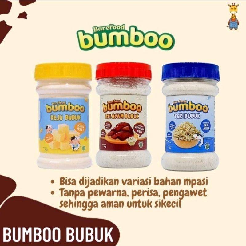 

BUMBOO Keju Bubuk, Ati Ayam Bubuk, Teri Bubuk