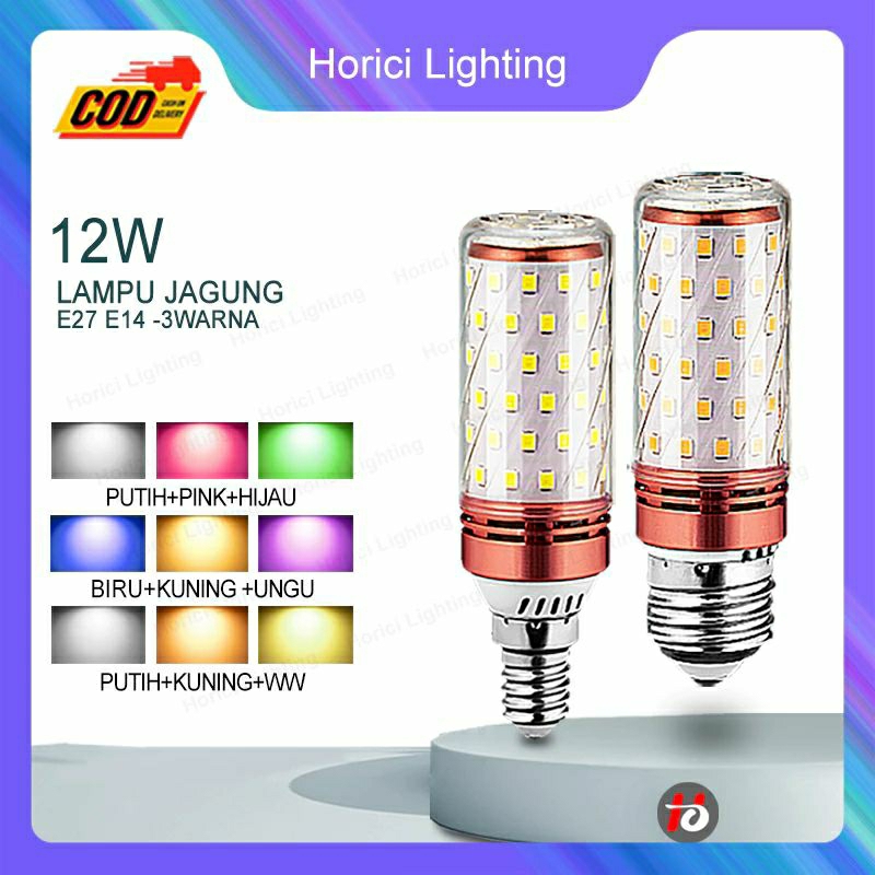 HORICI020/WASEO-JAGUNG-12W-E27-BIRU KUNING UNGU HORICI/WASEO Asli Full 12W E27 Lampu LED Jagung 1Lam
