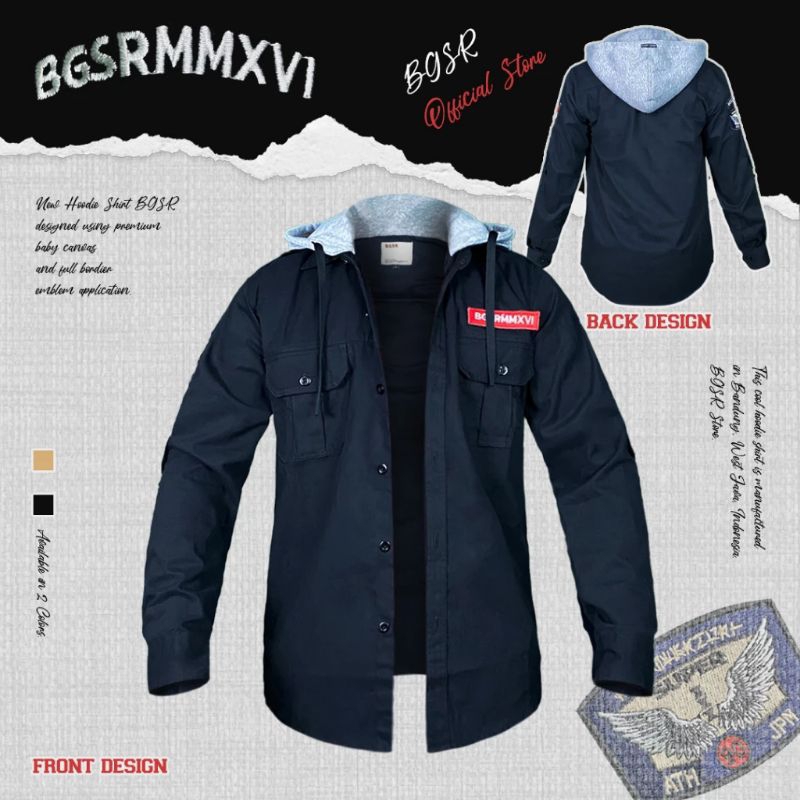 Kemeja hoodie BGSR premium baby canvas Kemeja tactical hoodie