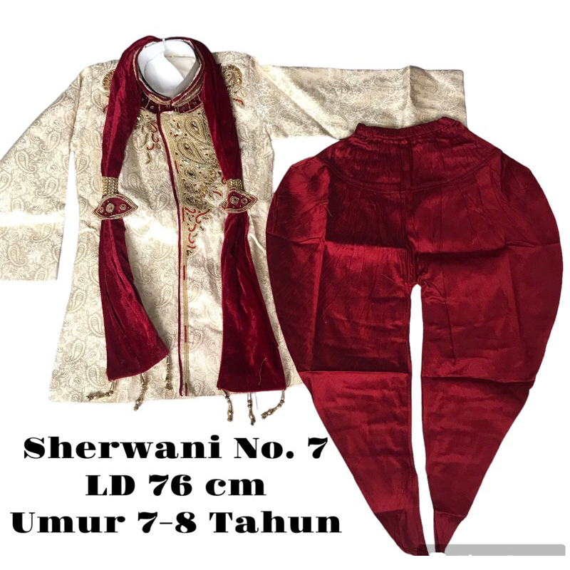 Sherwani Anak No. 7 Umur 7-8 Tahun / Baju Pesta Anak Laki / Kostum India Anak Cowok / Baju Lebaran A