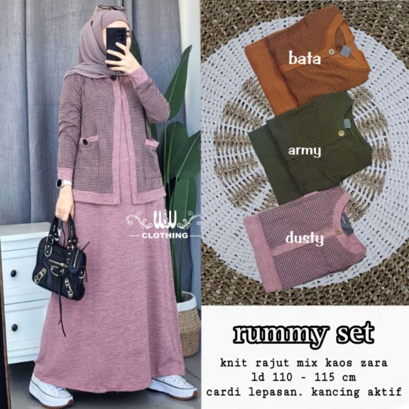 Setelan Wanita Knit Rajut mix kaos Zara Rummy set best seller