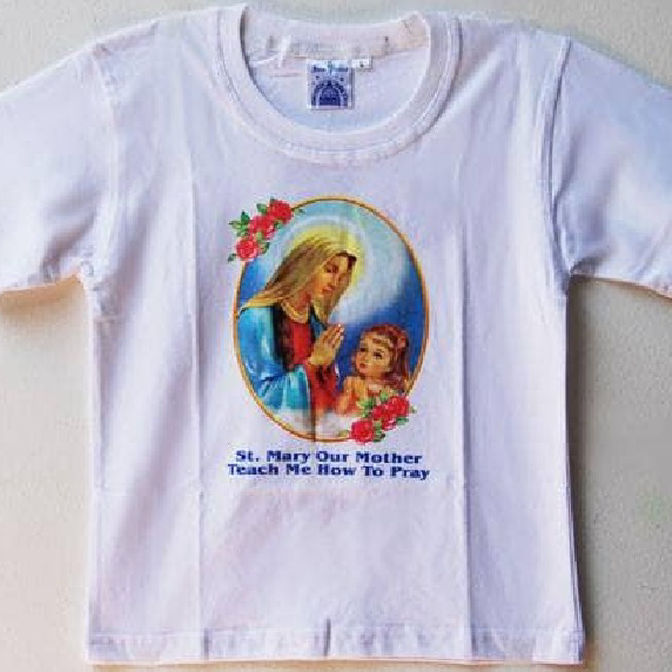 GROSIR ✅ Kaos Anak Rohani Katolik Katun Combed S 30 Dingin Oblong Sablon Santa Bunda Maria Sekolah M