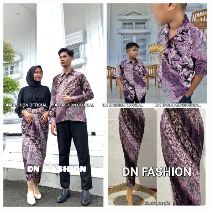 MOTIF CM2 LILAC/BATIK COUPLE KELUARGA/KEMEJA BATIK COUPLE/KEMEJA BATIK ANAK/ROK LILIT BATIK/ROK PLIS