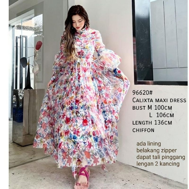 { VIRAL } 96620# calixta Maxi dress 3M$ three M fashion pakaian wanita