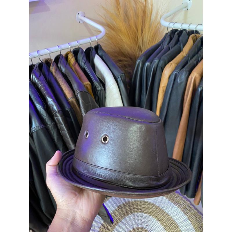 TOPI KULIT ASLI PRIA MODEL FEDORA ORIGINAL