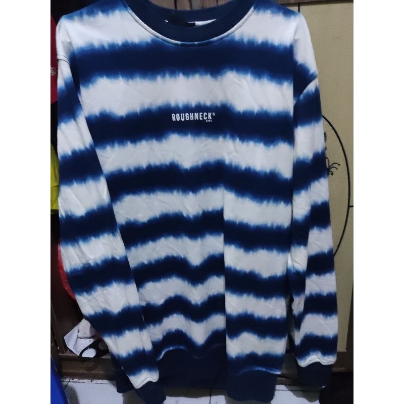 crewneck salur biru putih