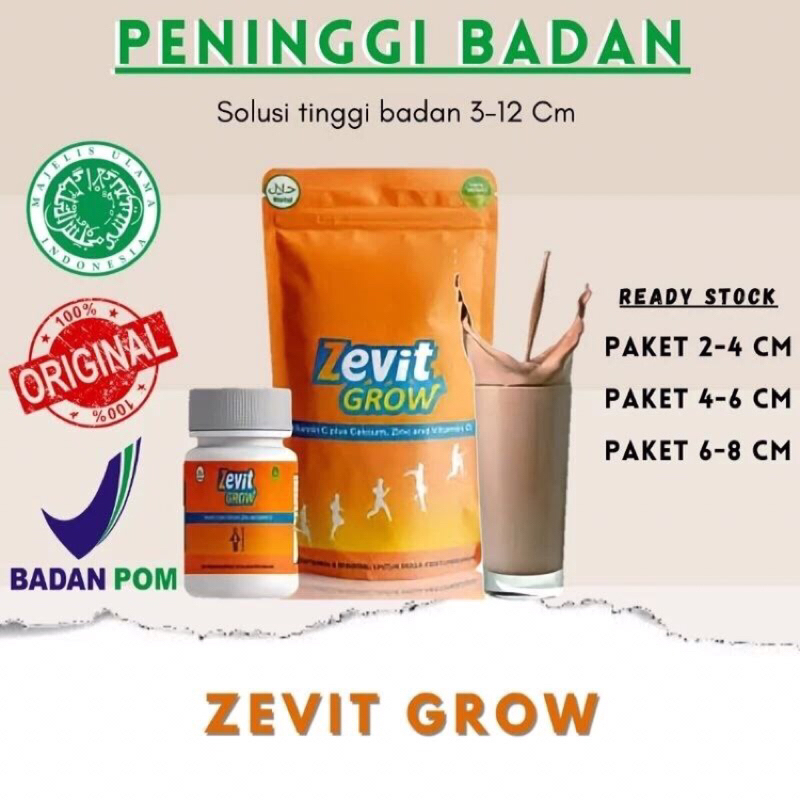 [TERLARIS] ZEVIT GROW PENINGGI BADAN OROGINAL 100% | KAPSUL DAN SUSU | PENAMBAH TINGGI BADAN TERBAIK
