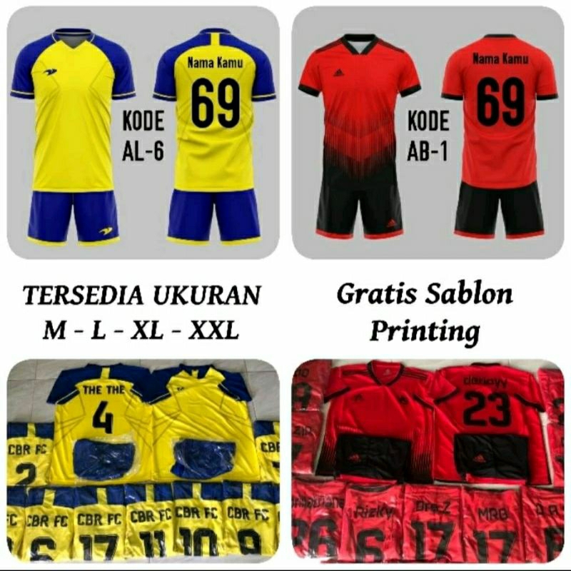 ( SETELAN KHUSUS UKURAN XXL ) Jersey PREMIUM Kaos Baju Futsal Voli Badminton BIG SIZE