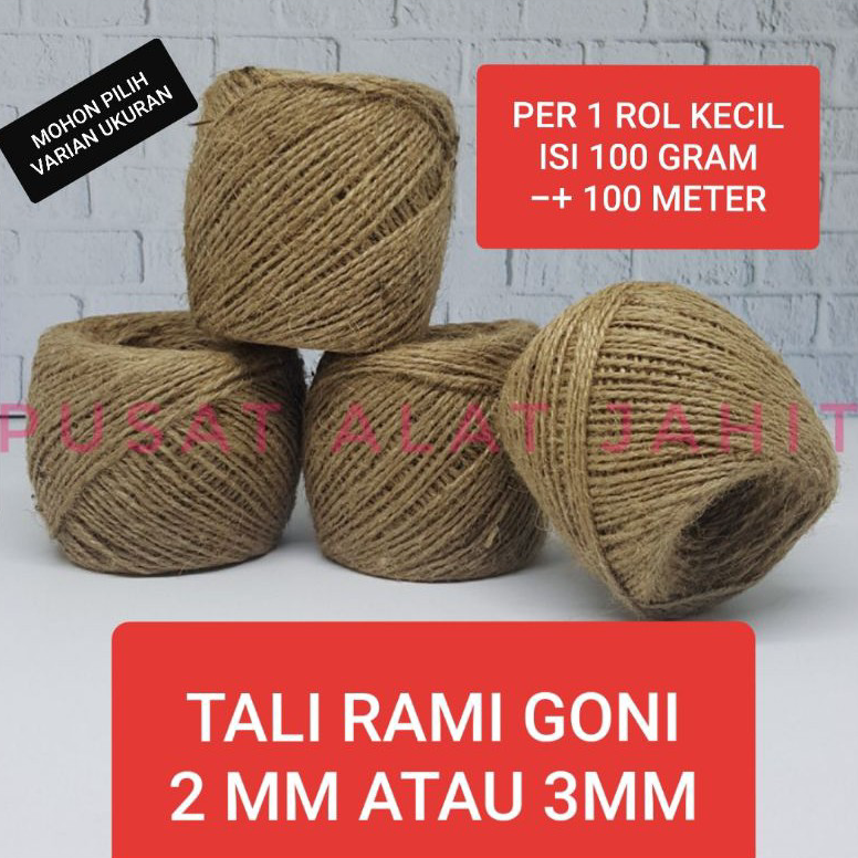 ❄️ READY STOK ❄️ TALI GONI KARUNG RAMI BURLAP JUTE TAMBANG HEMP ROPE DEKORASI AKSESORIS POT TANAMAN 