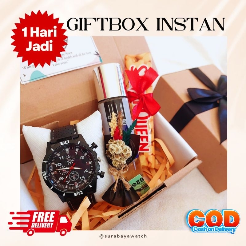 (paket Hemat) hampers ulang tahun cowok paket kado anniversary gift jam tangan parfum free ucapan