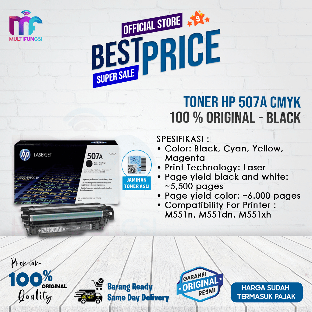 HP Black Toner 507A CE400A ORIGINAL 100 GAK ORI UANG KEMBALI ASLI