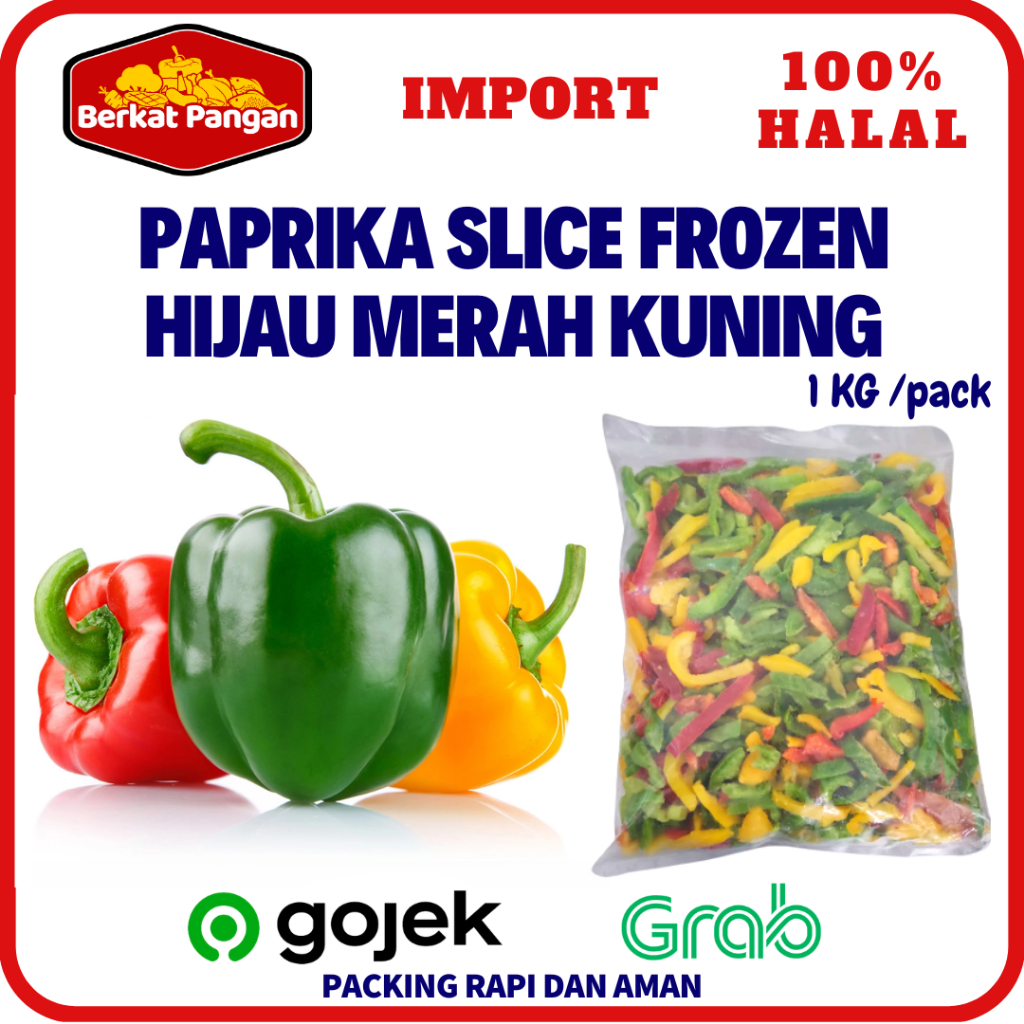 

Paprika Slice Frozen Mixed Mix Hijau Kuning Merah 1 Kg