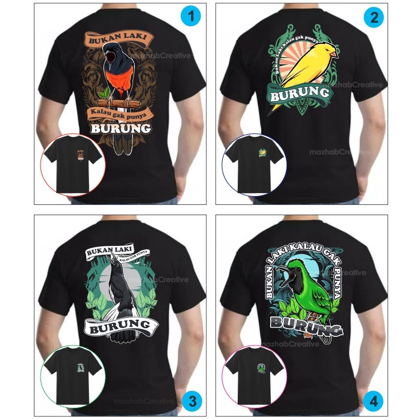 KAOS BURUNG KICAU MANIA murai batu kacer kenari cucak ijo