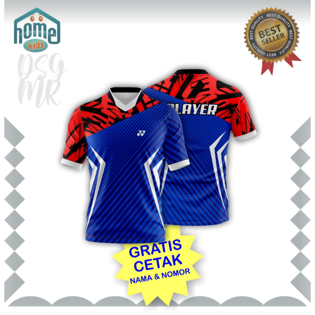 JERSEY BADMINTON BIRU-MERAH