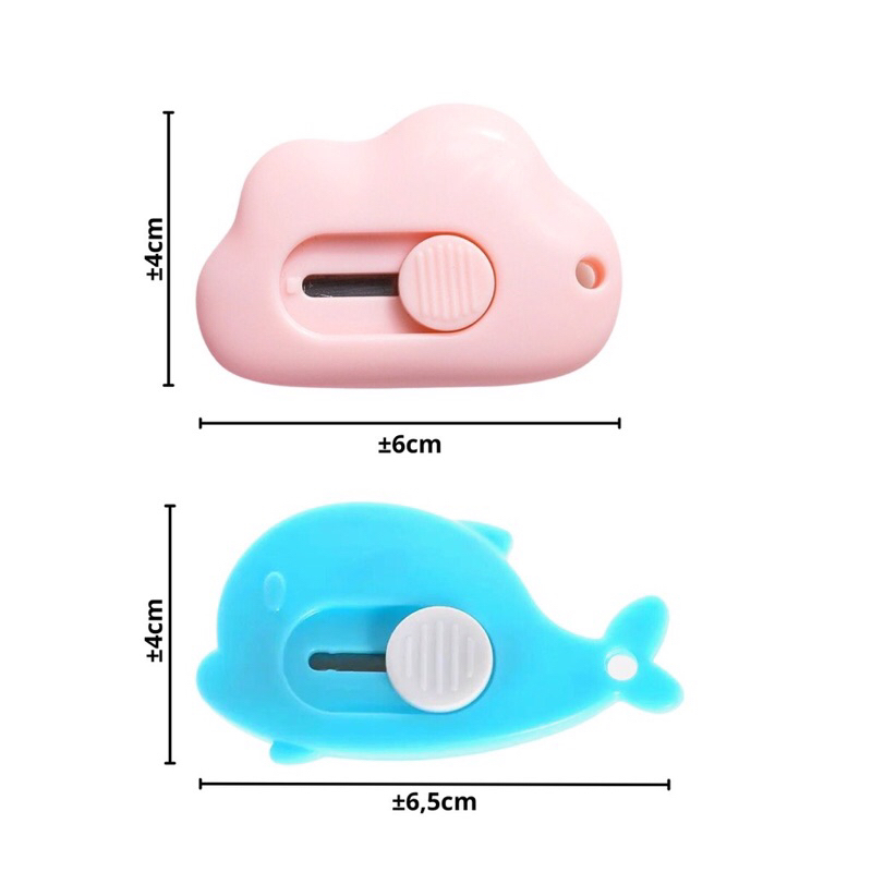 

Pisau Cutter Mini Model Awan & Dolphin Alat Bantu Potong Kertas Plastik Unboxing Paket Perlengkapan ATK Sekolah Travel Size Cloud Shape Sliding Knife Kater Kecil Lucu Cuter