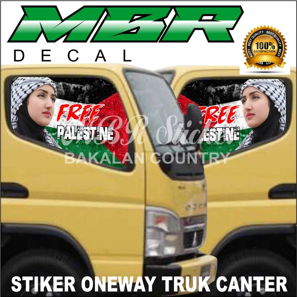 ONEWAY TRUK CANTER PALESTIN,,STIKER KACA TRUK CANTER,,MBR STIKER