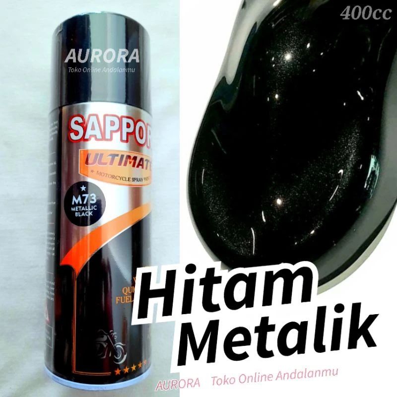 Cat Hitam Metalik Sapporo Ultimate Metallic Black M73 Cet PilokPilox Pylox Spet Saporo Ultimet