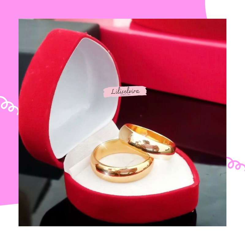 Cincin tunangan dua pasang lapis emas 24 k