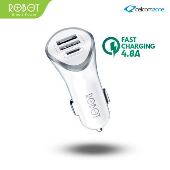 ROBOT RT-C08 Car Charger Colokan Mobil - 3 Port USB & Type C