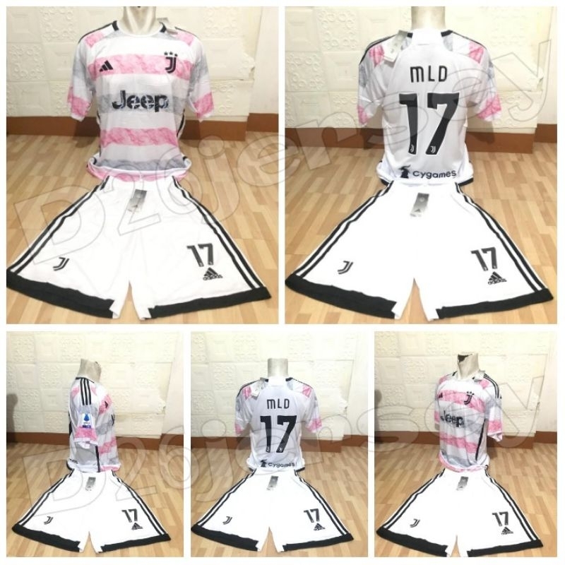 Jersey JuventusS_ Away + Celana 2023 / 2024 + Cetak Nama Nomor Nameset + Patch
