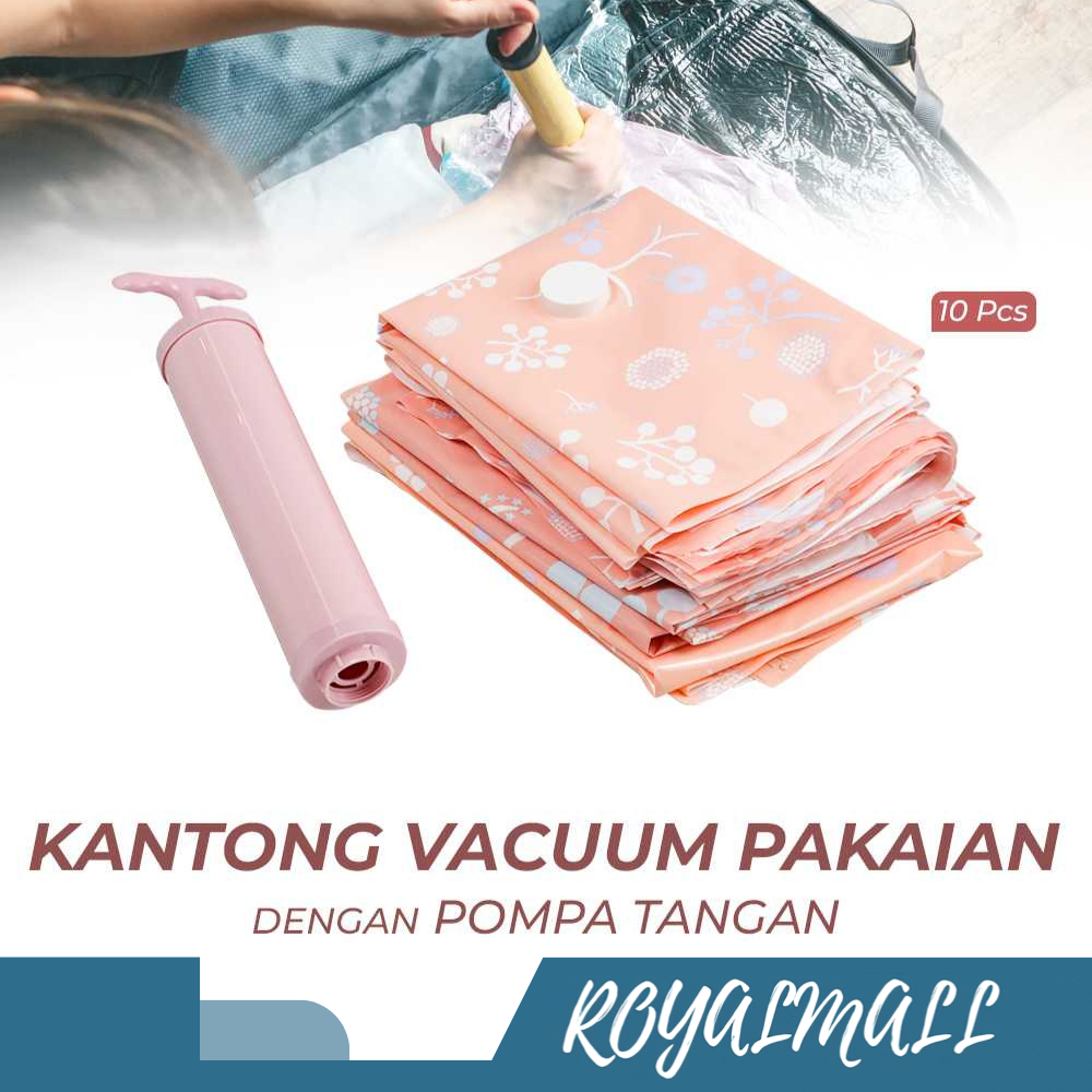 Kantong Vacuum Pakaian Plastic Storage 10 PCS with Hand Pump / Kantong Tempat Tas Penyimpanan Barang