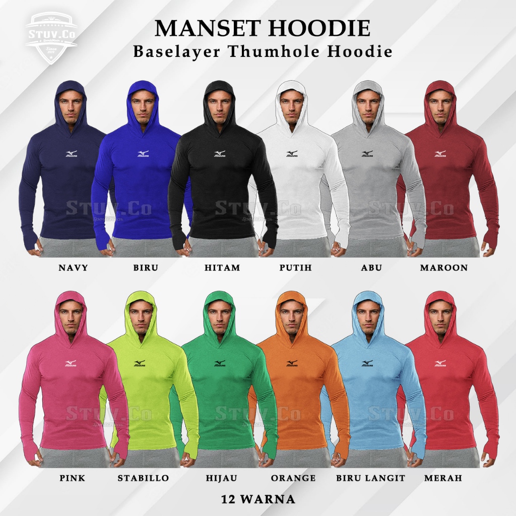 MANSET BASELAYER HOODIE THUMBHOLE OLAHRAGA LENGAN PANJANG PRIA WANITA