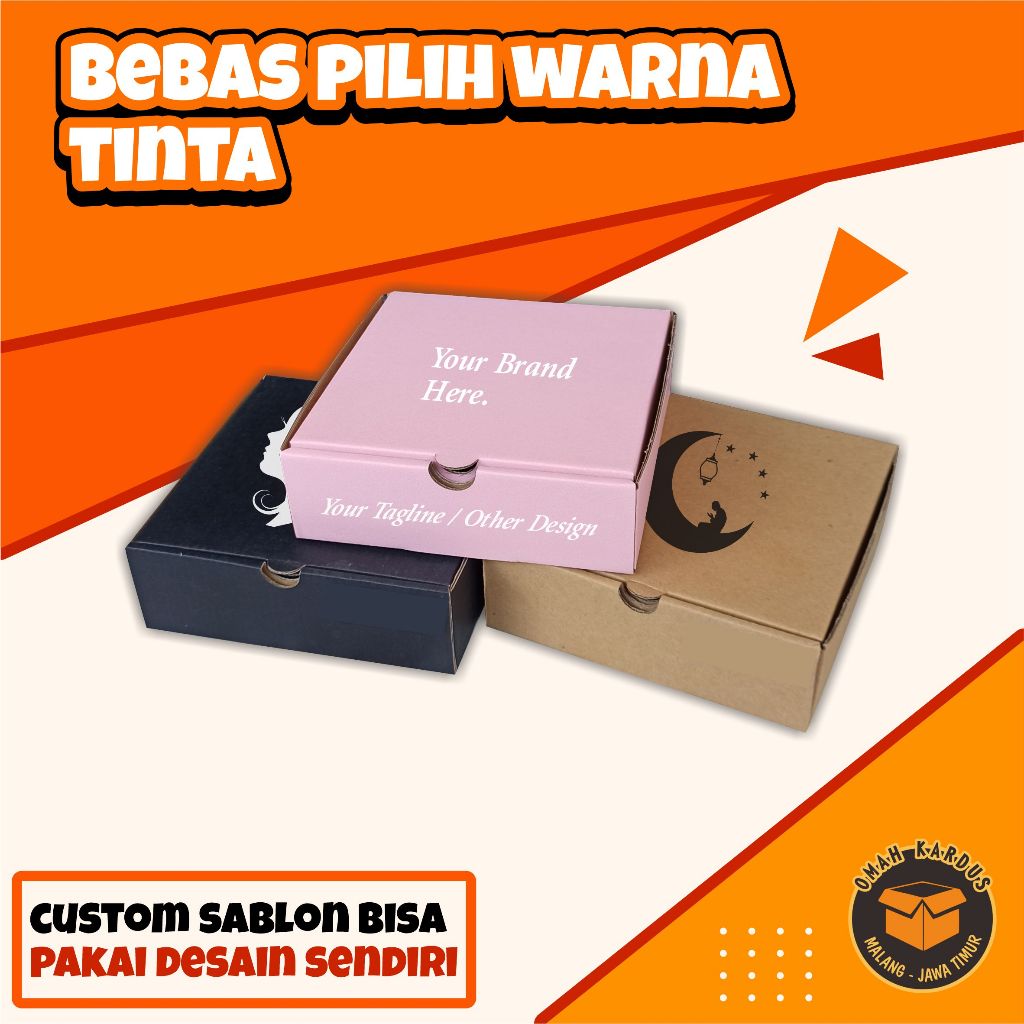 

Custom Sablon kardus Hampers 15x15x5 cm + SABLON 1 WARNA | custom desain | custom sablon