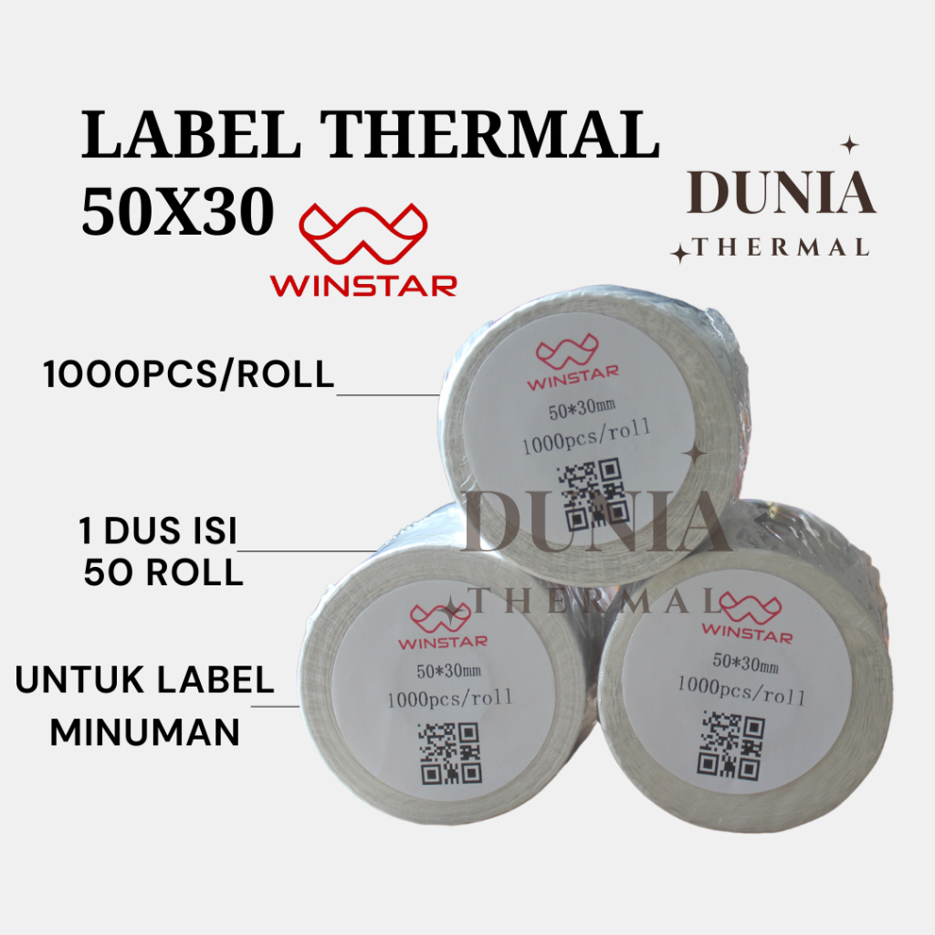 

Label Thermal 50x30 mm 1 Line isi 1000 pcs Stiker Barcode 50x30 sticker Janji jiwa / Kopi kenangan