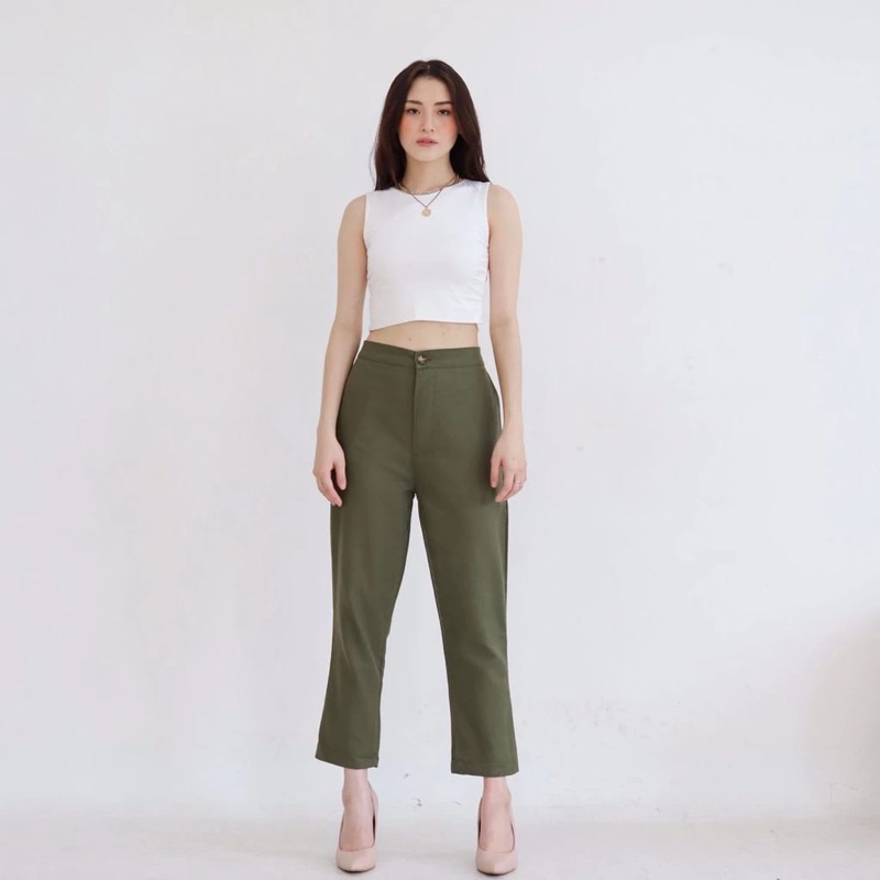 KEKINIAN Celana Chinos Wanita - Celana Ankle Pants Katun Strech KEKINIAN