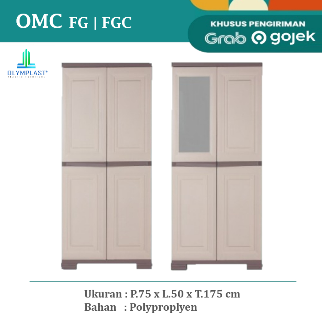 Olymplast Lemari Pakaian | Lemari Baju Plastik 2 Pintu | OMC FG / OMC FGC