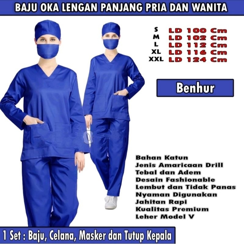 Baju OKA LENGAN PENDEK / PANJANG  American Drill (Drill halus)/ Baju Ok/ Baju Perawat/ Baju Jaga Dok
