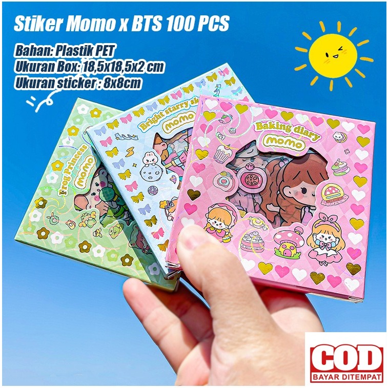 

BISA COD STICKER MOMO BOX MINI 100pcs/ 5 varian TERLARIS