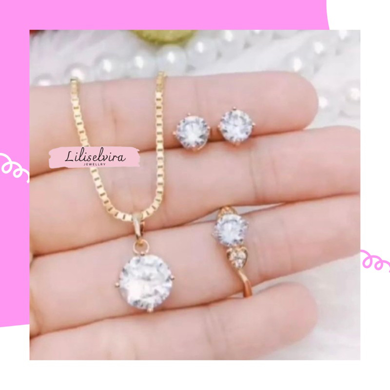 satu set perhiasan wanita mata satu gold