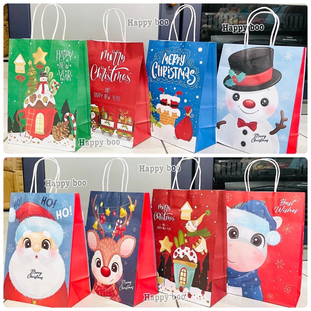 

bag paper natal economys tas kado christmas merry christmas & happy new year NTM NTL goodie bag besar jumbo / medium