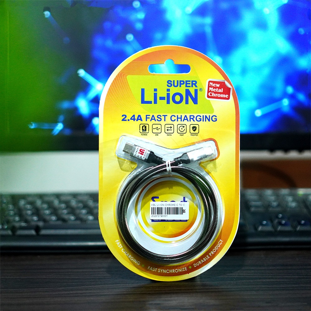 KABEL CHARGER LI-ION CHROME TYPE C To TYPE C KABEL DATA LI-ION SUPER FAST CHARGING