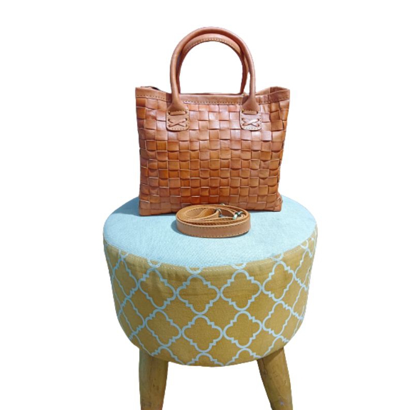 Tas Wb Full Anyam Bahan Tas Kulit Sapi Asli