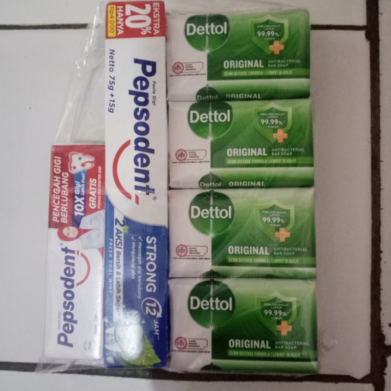 paket sabun batang 60gr Pepsodent 75gr +25gr