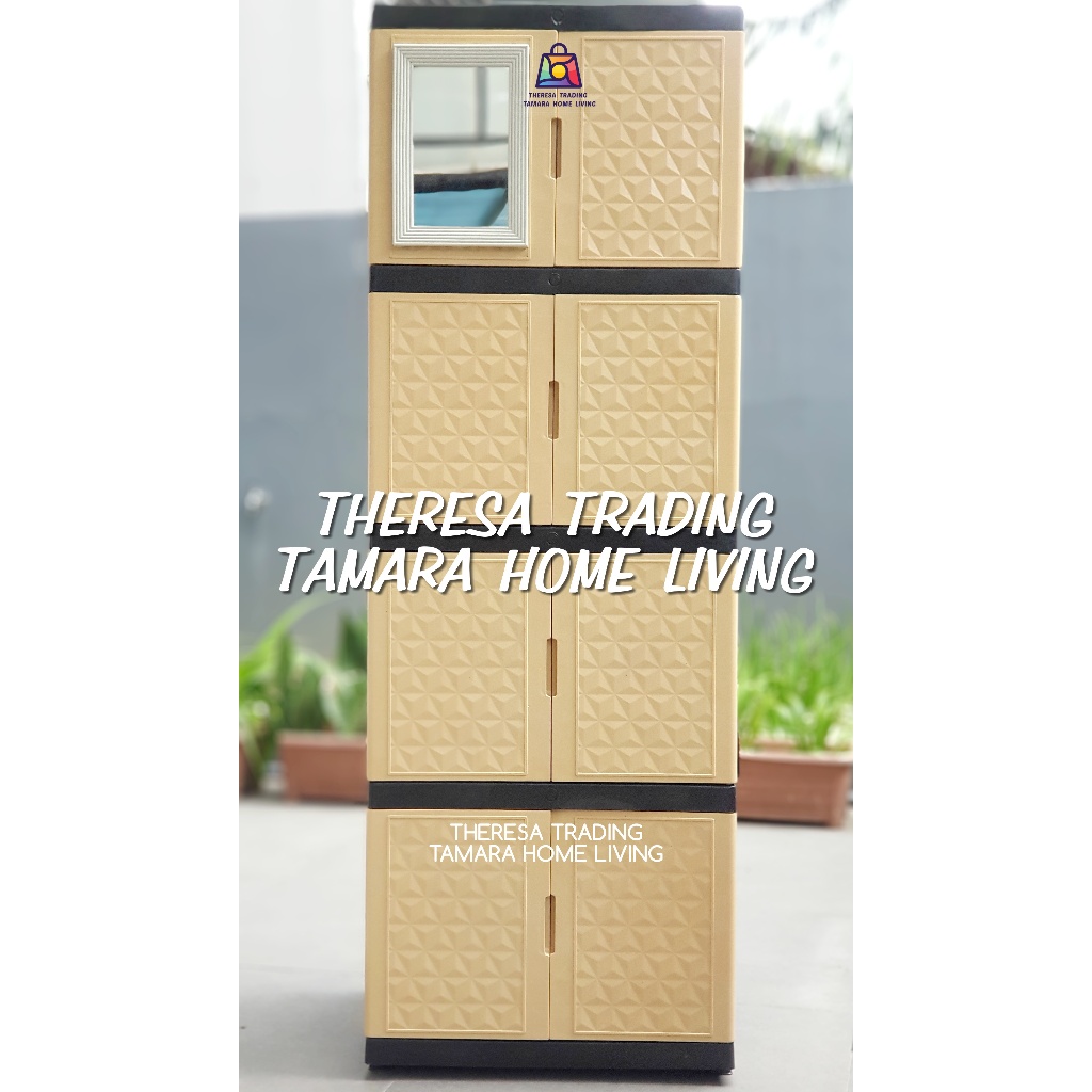 LEMARI PLASTIK DIAMOND KACA CERMIN 4 SUSUN 4