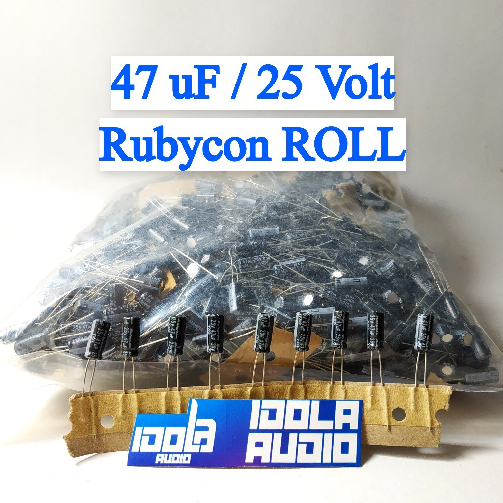 (10 PCS) RUBYCON Elco 47 uF / 25 Volt ROLL - NON ROLL | Kapasitor Elko 47uF / 25V Rubycon