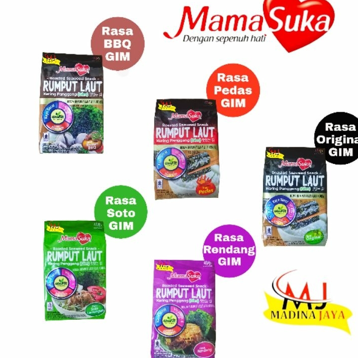 

Readystock MamaSuka Rumput Laut Original, BBQ, Rendang, Soto, Pedas (4,5g) Super Sale