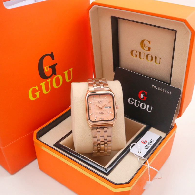 ( BISA COD ) Jam Tangan Wanita GUOU Original Rantai Tanggal Hari Aktif Jam Tangan Fashion Cewek