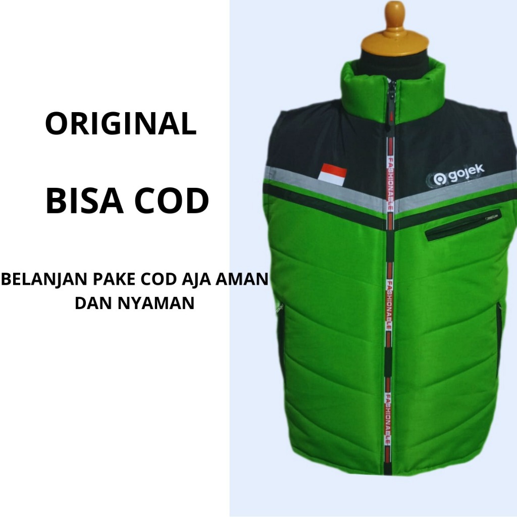 rompi motor gojek pria bahan tebal anti air jaket rompi gojek premium