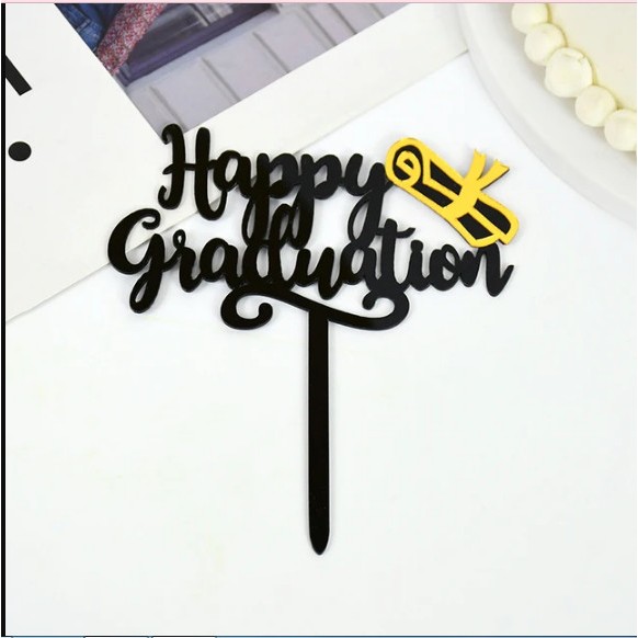 

topper cake hiasan kue happy graduation thema wisuda