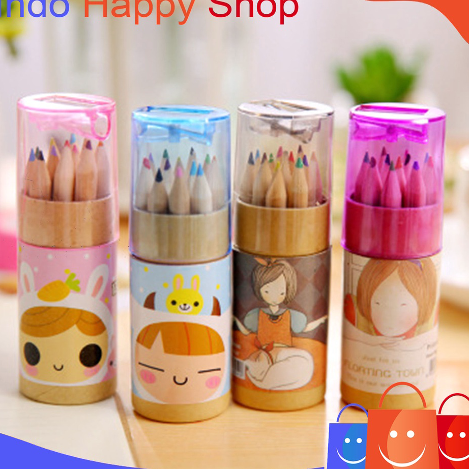 

↔✢❅ ⭐️ ⭐️Pensil Warna Dan Peraut Pensil Warna Set 12 Warna Ready