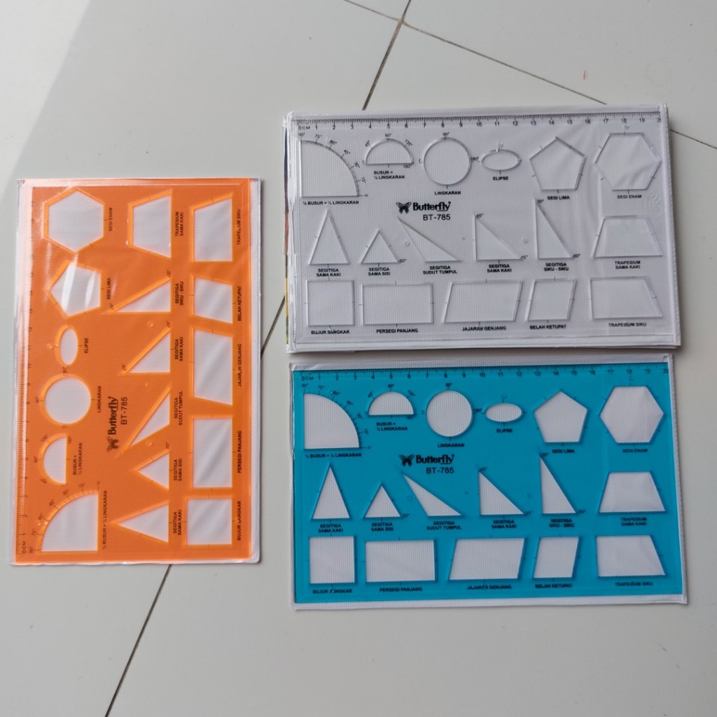 

Penggaris Bentuk Geometri BUTTERFLY BT 785 - 1 BUAH Warna Random
